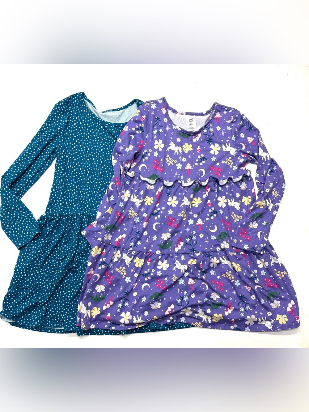 Member’s Mark Super Soft Girls' Purple Unicorn & Floral Ruffle Pajama Dress Lot
